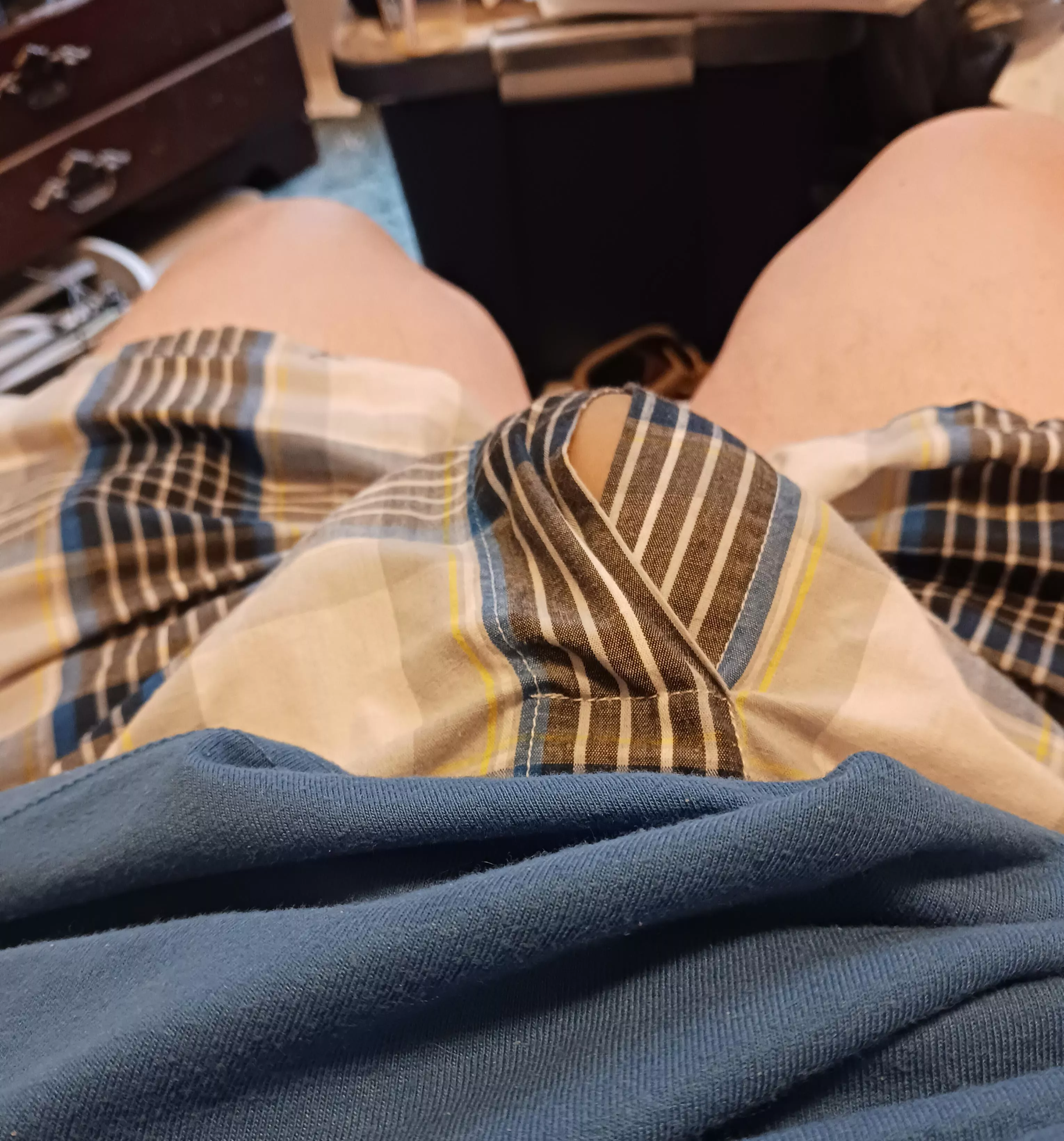 lounging in boxers today