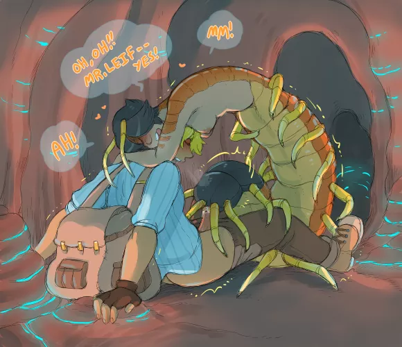 Meeting a Friendly Centipede in a Cave (By DarkChibiShadow)