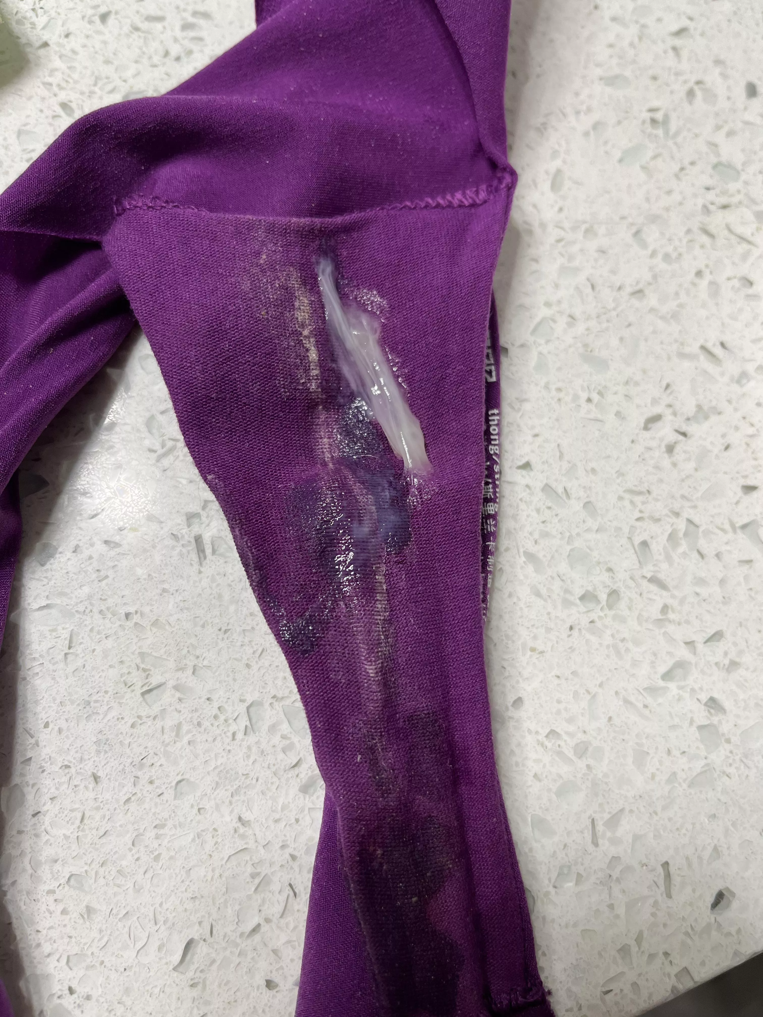 That thick string was hanging down my leg when I took my panties off