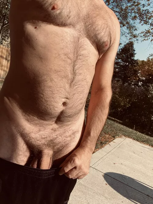 [53] Nearly naked Dad outside