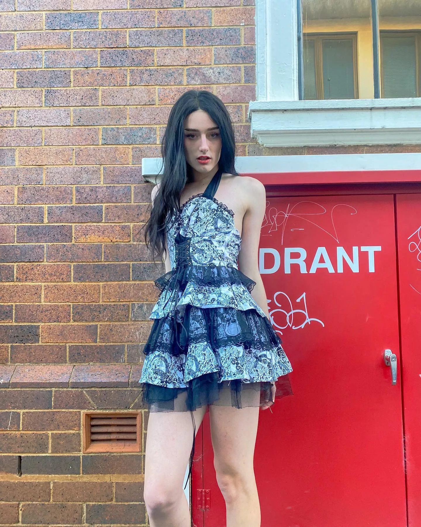 Don’t I look cute in my black skull dress