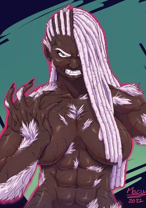 [F Human -> Werewolf, Mid TF] Jocelyn transforming by MacuMa