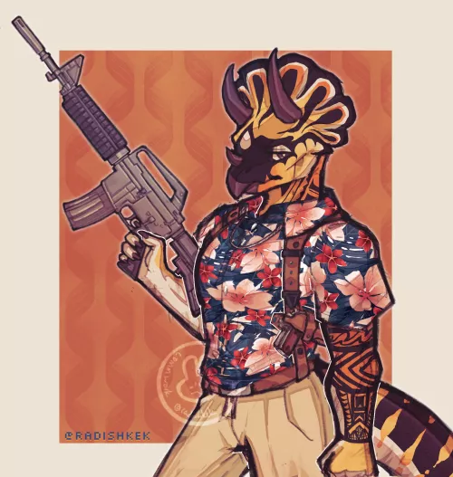 Finished this comm piece recently! First time drawing a dino so it was a bit daunting but I love how it came out hehe [Art by me @radishkek]