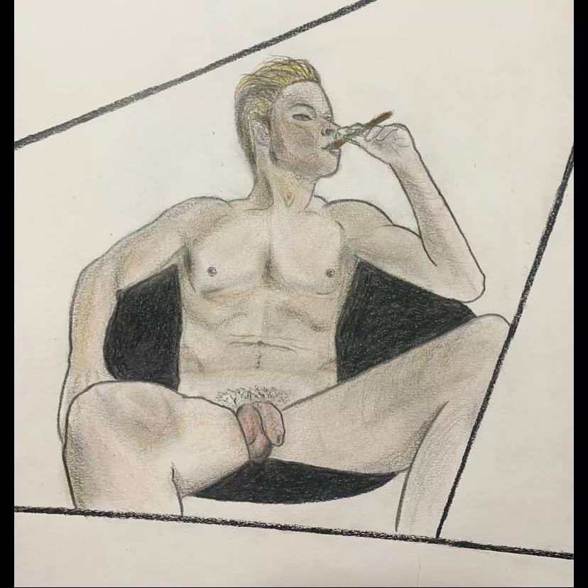 Got to pose for yet another artist in the UK. My cigar poses have become super popular for classic life artists! Uncut. Unashamed. Unbothered. Stay nude. Stay free. Credit—insta-artist Ci.