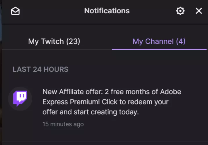 If you're an affiliate, check your inbox, nice little free offer from twitch 💜
