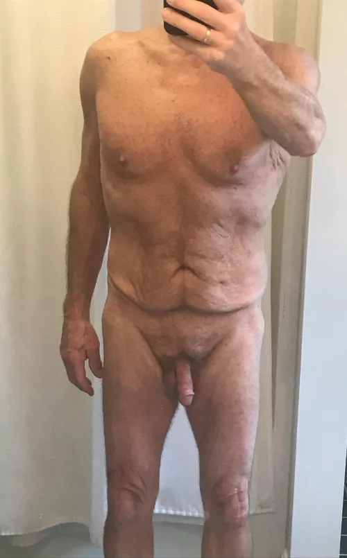 M. Tell me what you think of my 61-year old nude body.