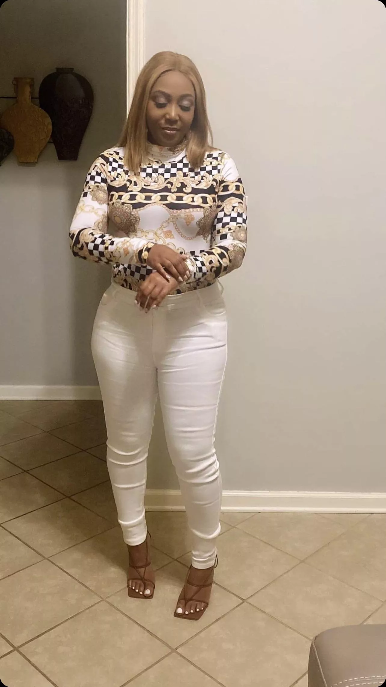 Most recent pic of wife. I’m only allowed at her feet while she cheats all day while I work long hard shifts everyday.