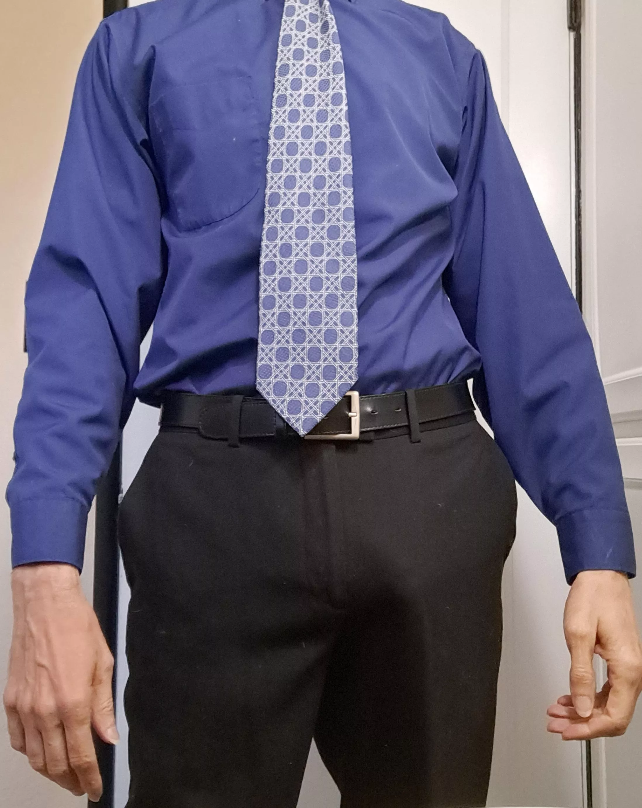 Showing through black slacks