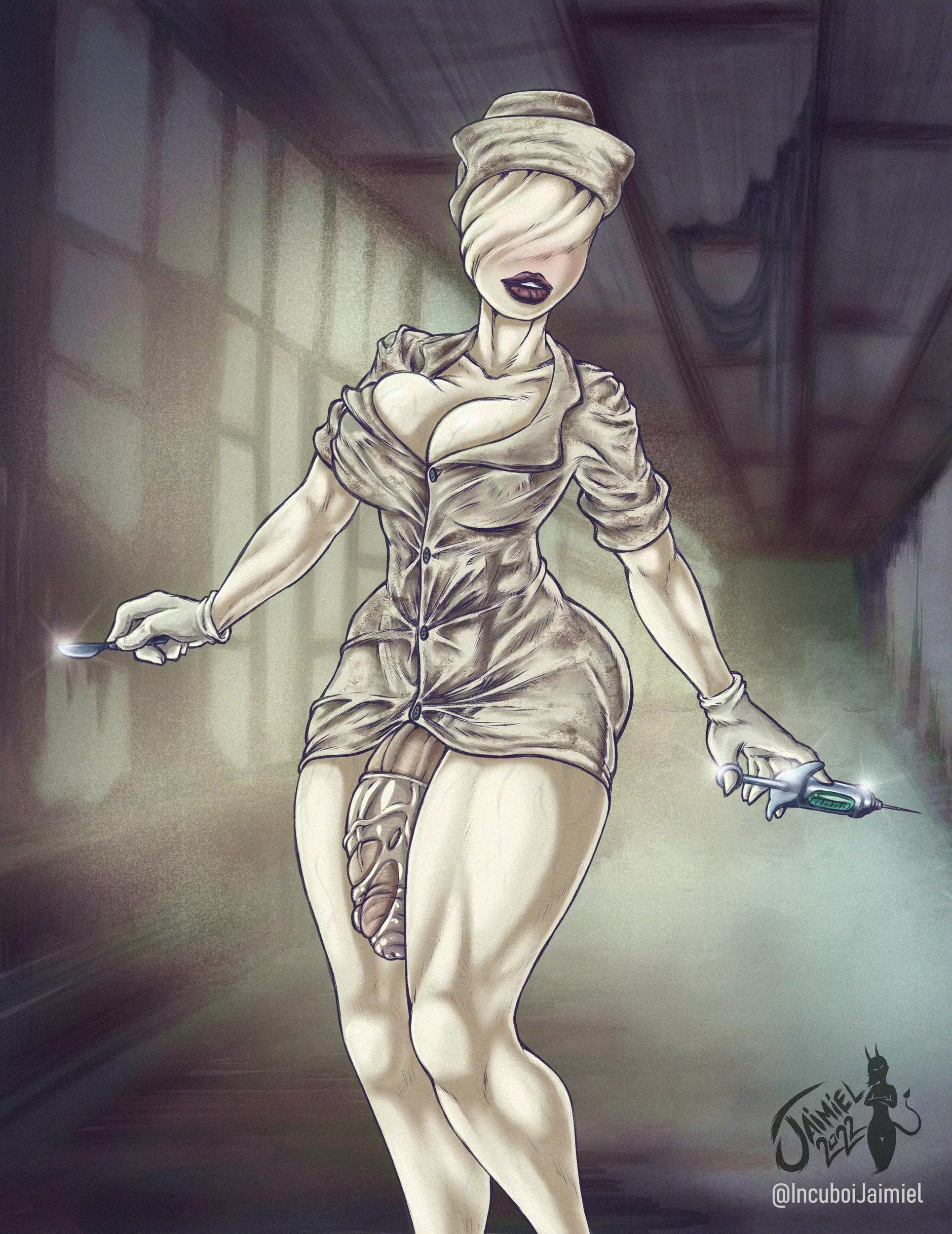 Spooky nurse wants to take your temperature (OC)