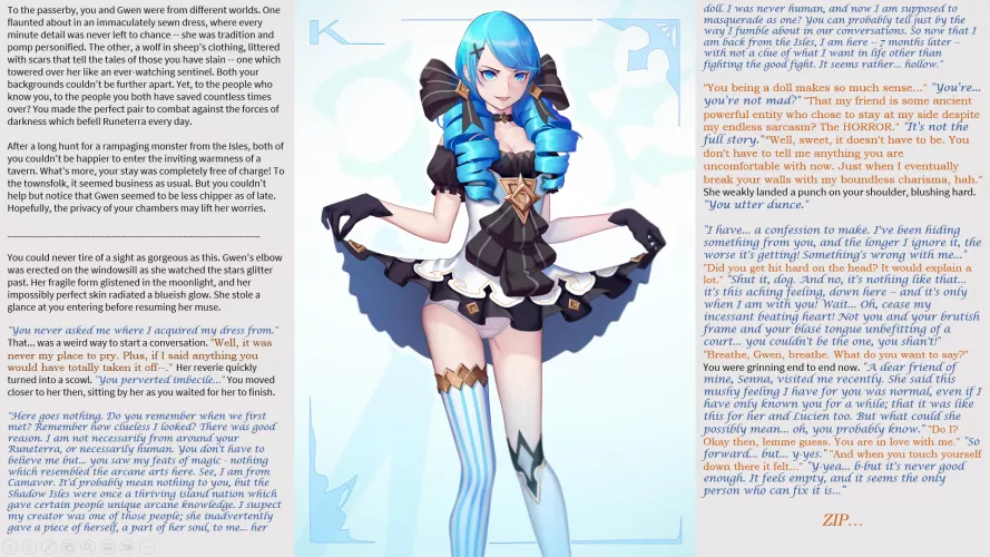 The Hallowed Seamtress' First Time [PART 1] [LoL] [Inexperienced] [Imminent Sex] [Pent-up] [Male Dom] (Captions: buttcheek-slapper)