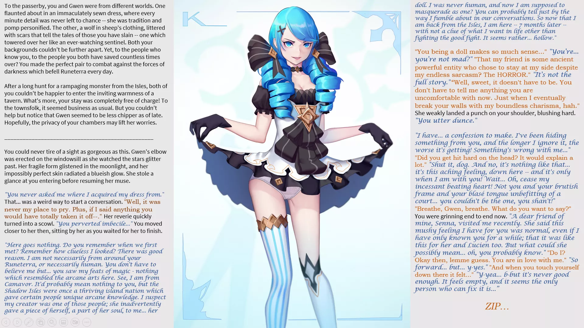 The Hallowed Seamtress' First Time [PART 1] [LoL] [Inexperienced] [Imminent Sex] [Pent-up] [Male Dom] (Captions: buttcheek-slapper)