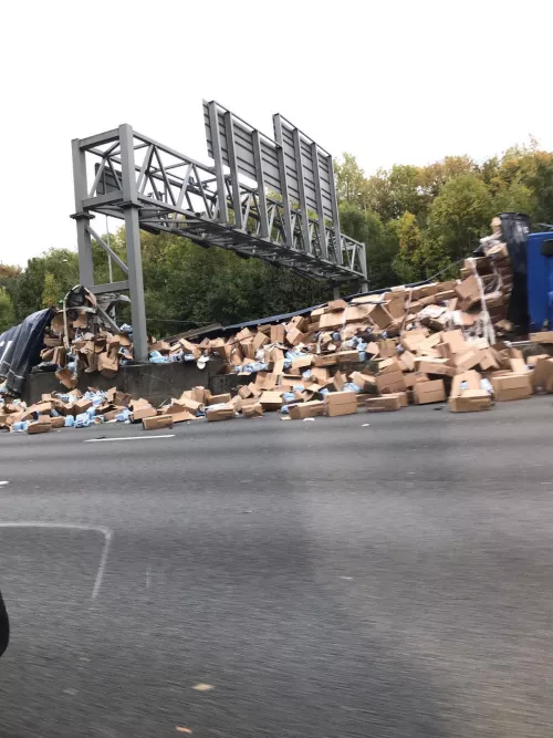 Truck of Tena crashed on my way to work. Luckily everyone made it out alive (Repost from a few years ago)