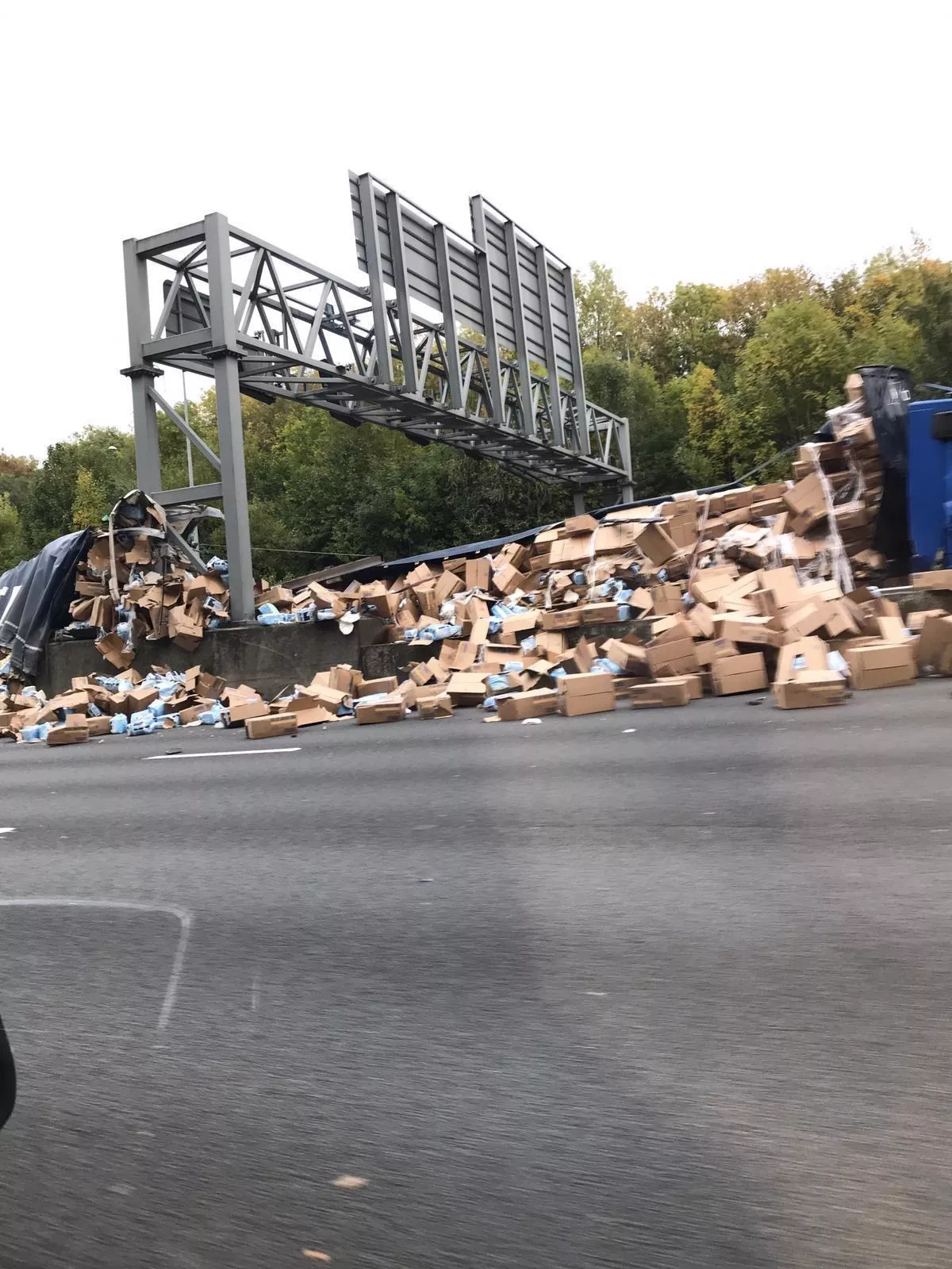 Truck of Tena crashed on my way to work. Luckily everyone made it out alive (Repost from a few years ago)
