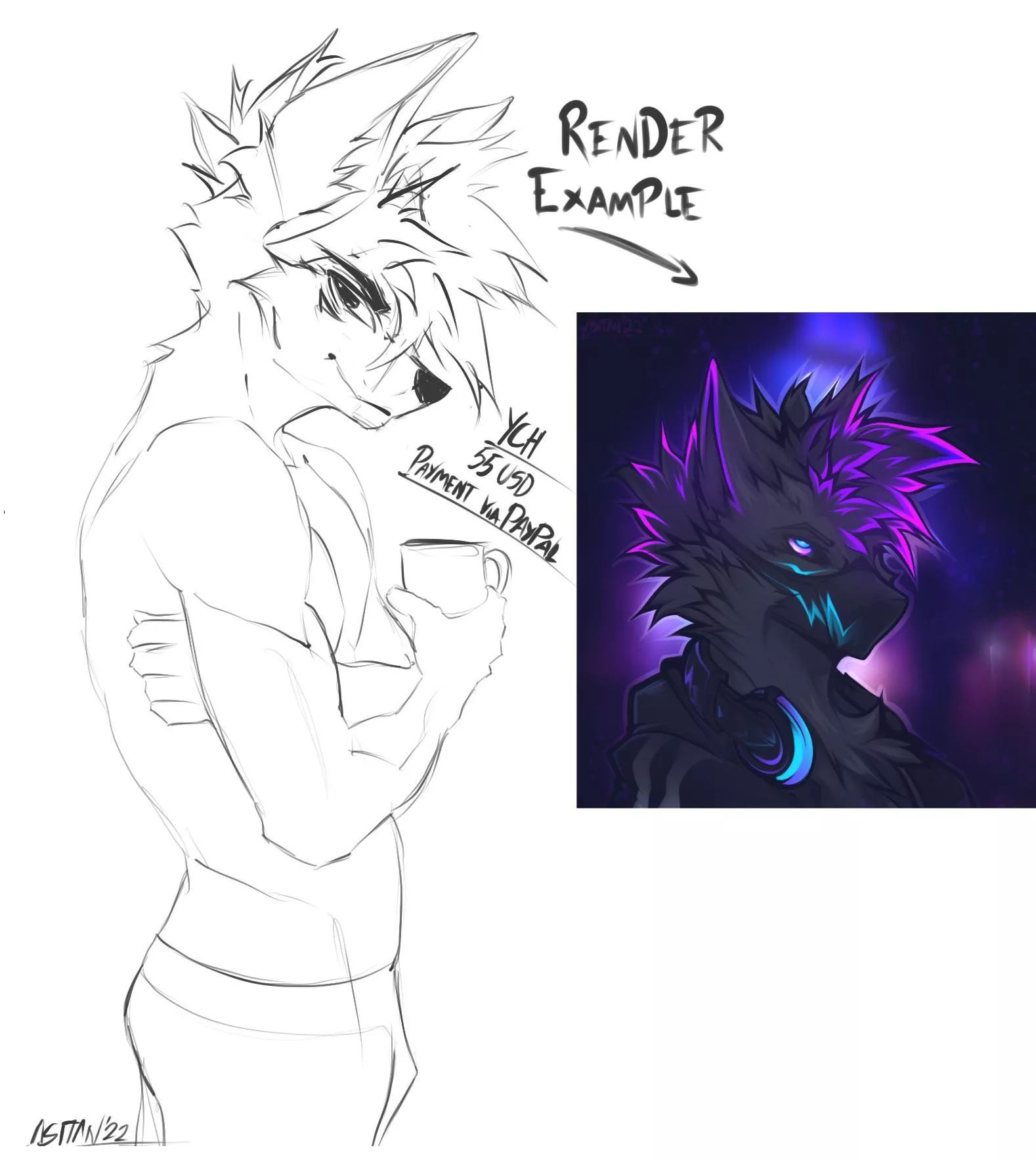 YCH❤️☕️ 55USD - DM Me to get a slot! (Art by me)