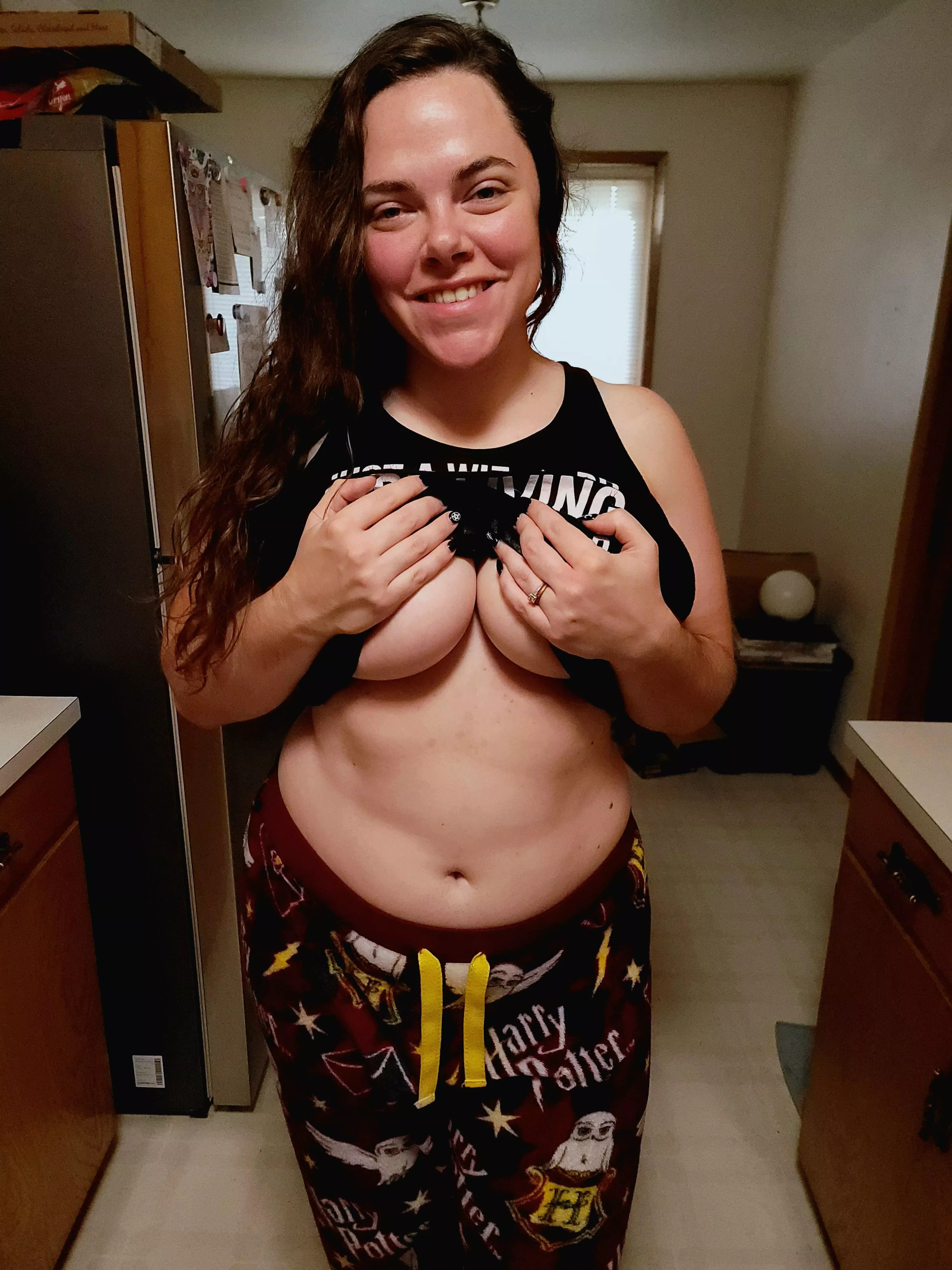 A little morning fun, flirting with my husband before I had to leave for work