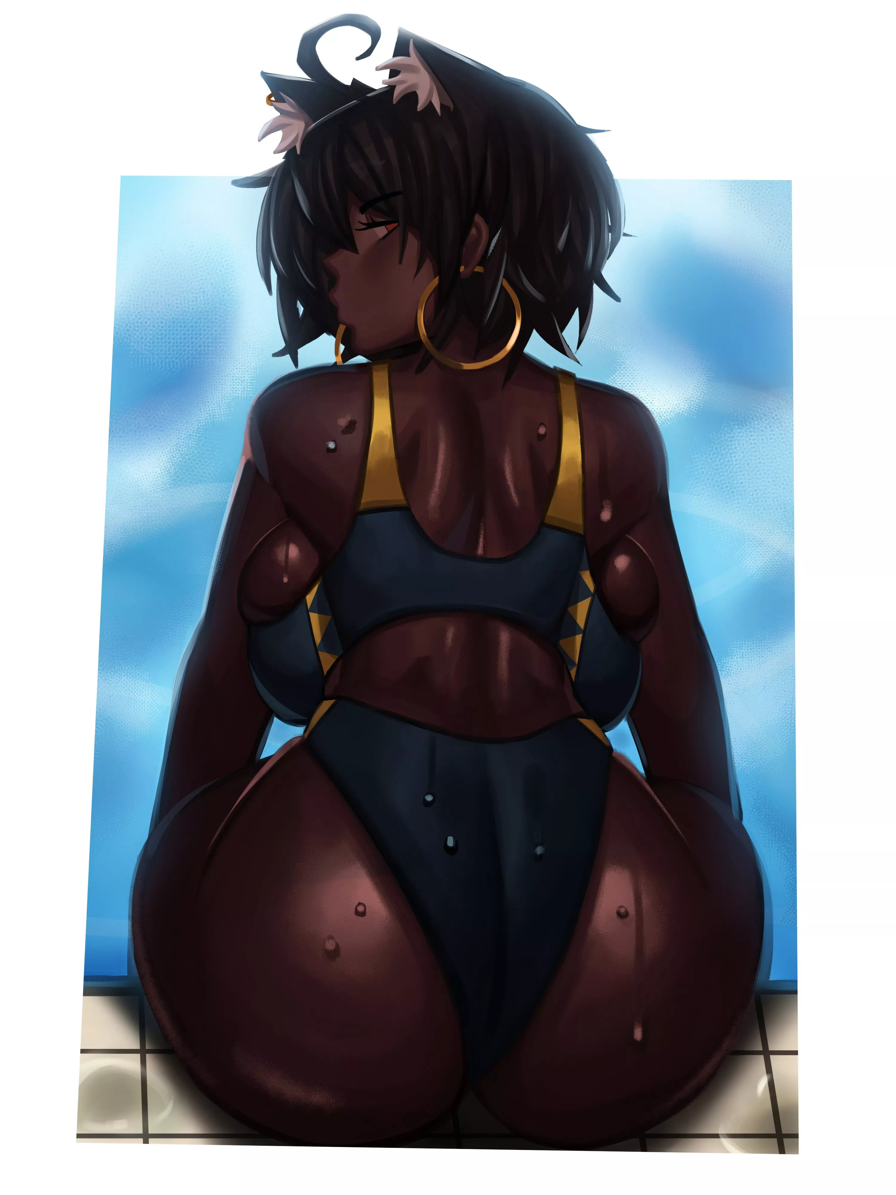 Ahoge Cat Girl Swimsuit Booty (Kevbot) [Original]