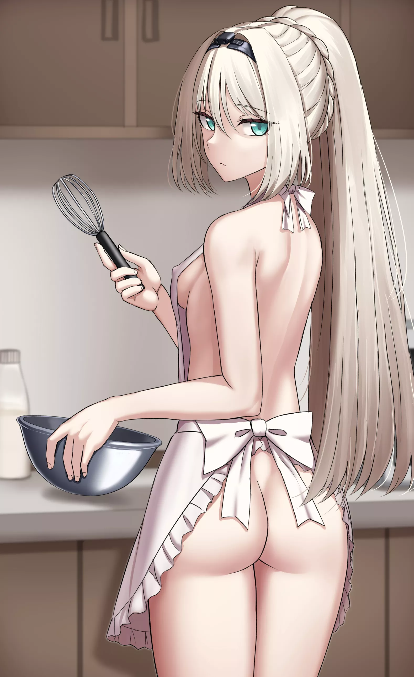 Baking in naked apron