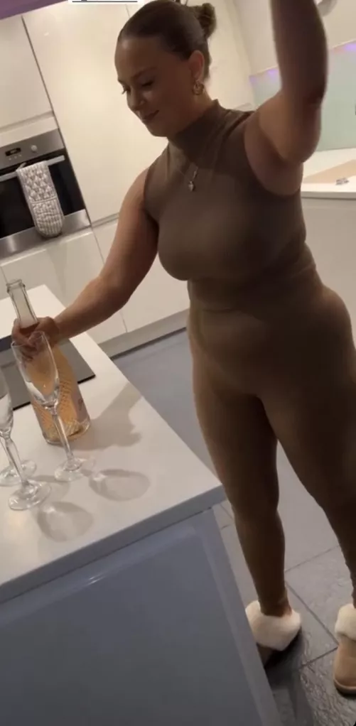 Chunky chav having a drink