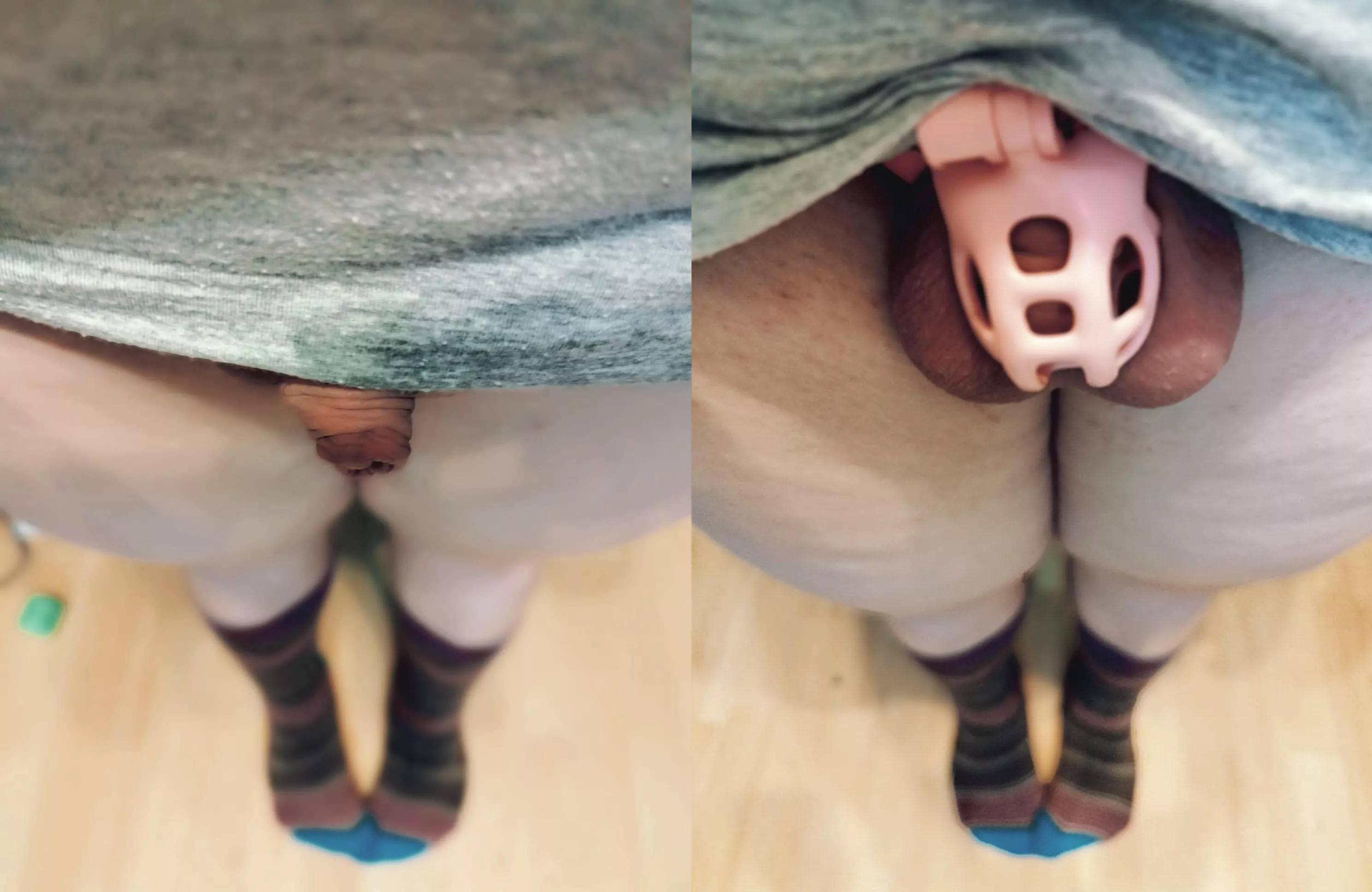 Look how small it is, even without a cage! 😳 Should I go flat? If so, please recommend tiny little cages. ❤️