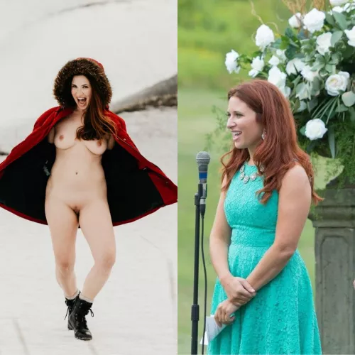 Maid of honour flaunting her goods