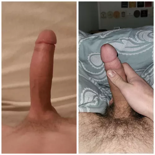 Me(left) vs. u/tom49363 compared 😁 He has nice size but I beat this comparison