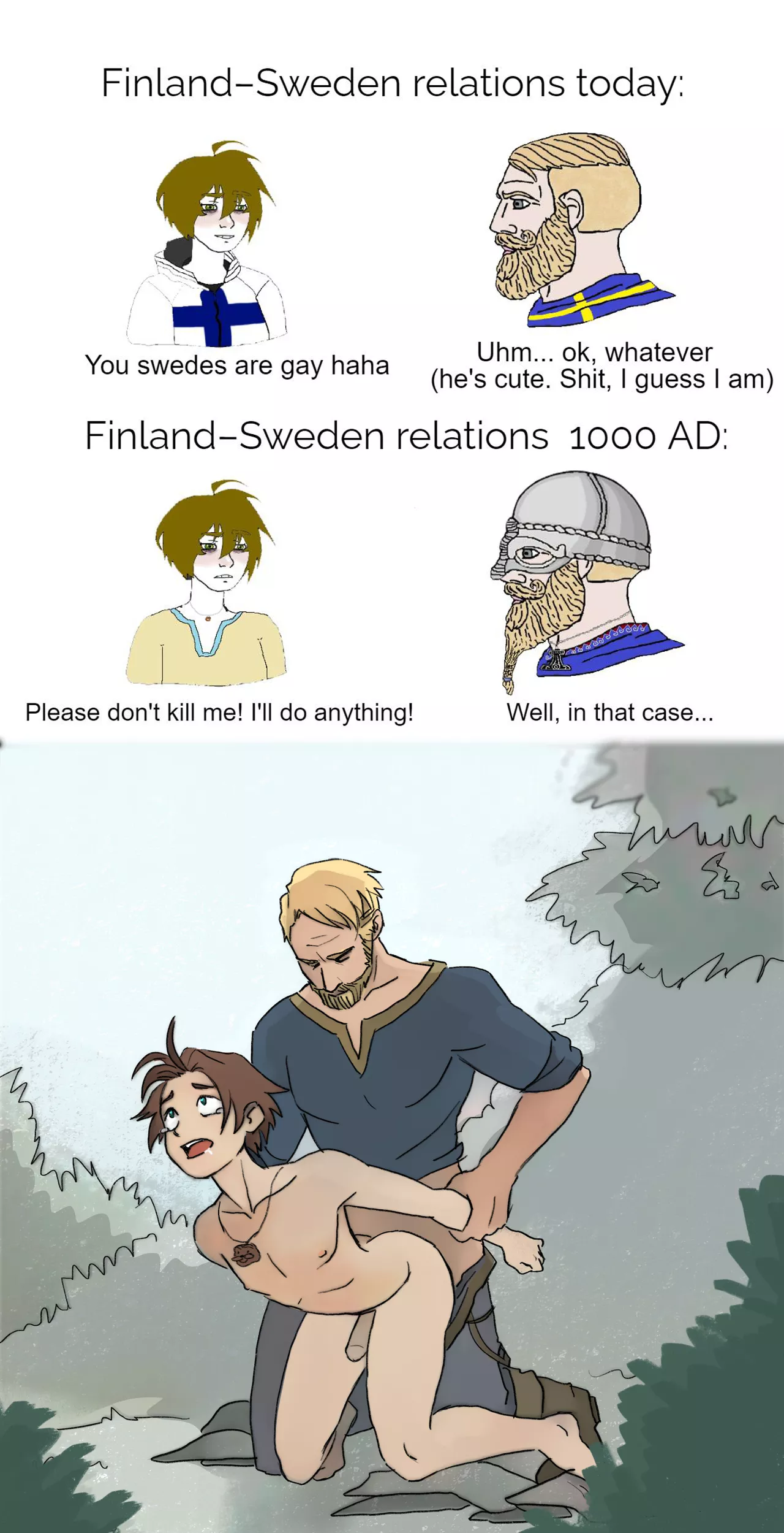 Memes, Finland-Sweden barbarian fuck Middle Ages, homosexuality existed ions ago.