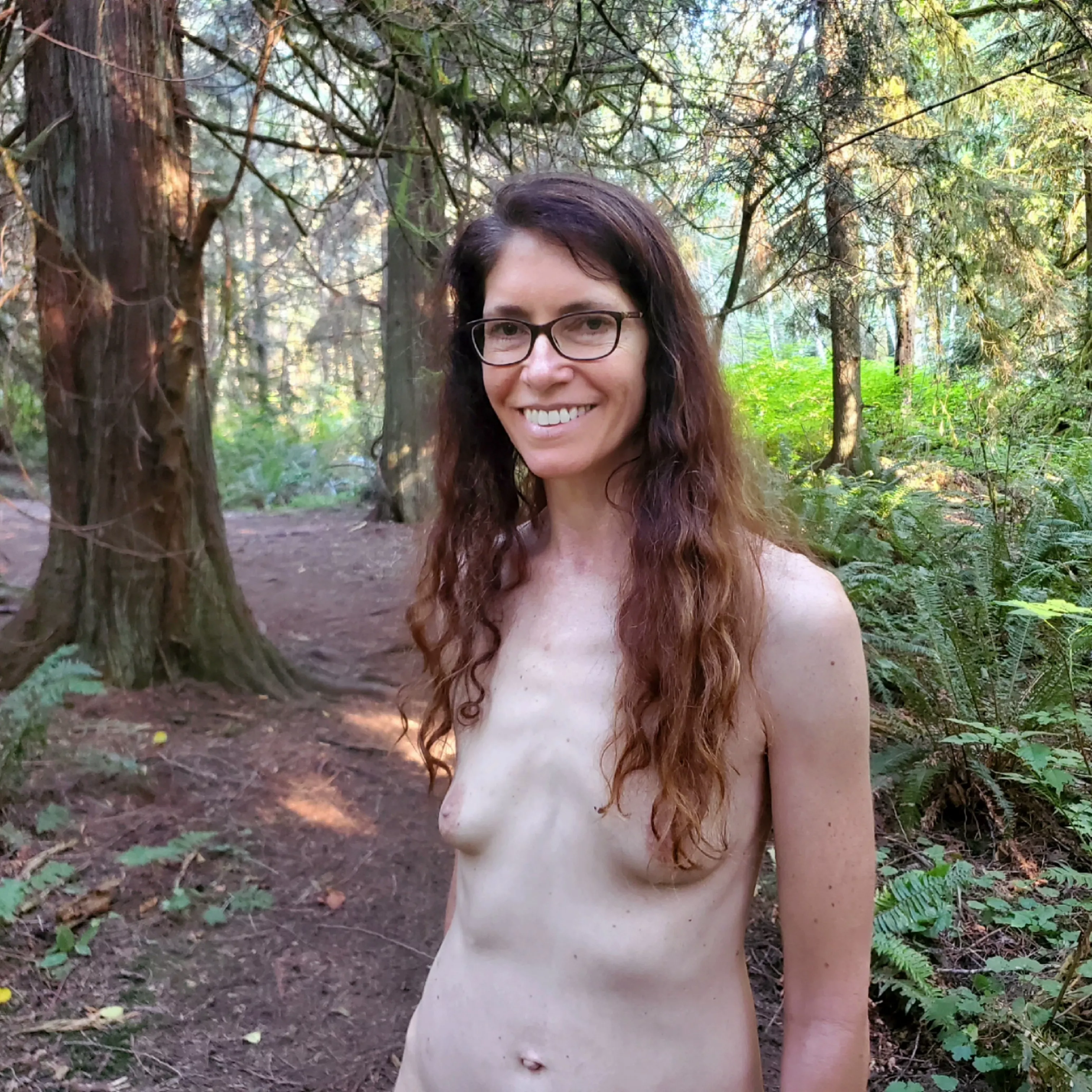 My wife isn't fully dressed until she wears a smile (Upper 40s).