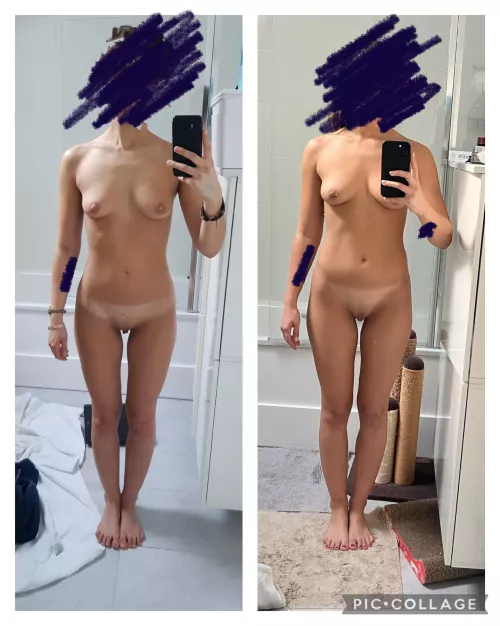 22/F/166cm/56kg in the after, 48kg in the before. Before photo was when I was 18 and struggling badly with anorexia. Healthy eating, gym 4x a week, and a loving boyfriend has made me ok with my body.