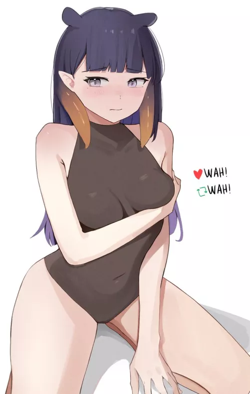 Embarrassed Ina in a sexy outfit