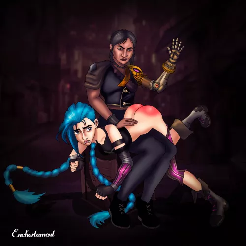 Jinx spanked by Sevika (Enchartament)