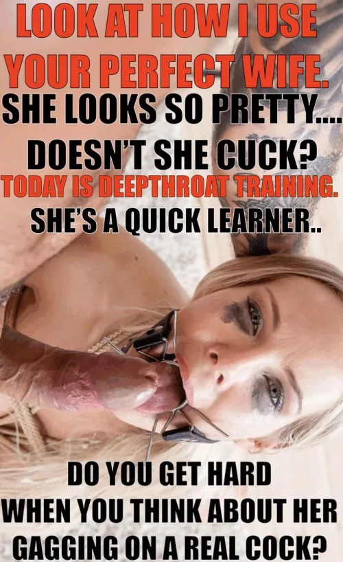 My view for the day. Look at her cuck. On her knees, waiting to be used be a real man. 😈