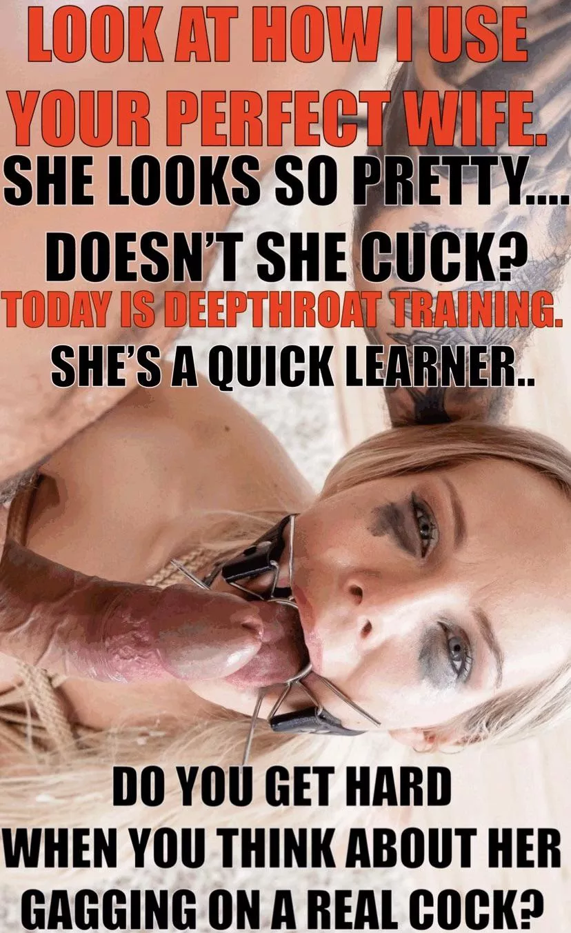 My view for the day. Look at her cuck. On her knees, waiting to be used be a real man. 😈