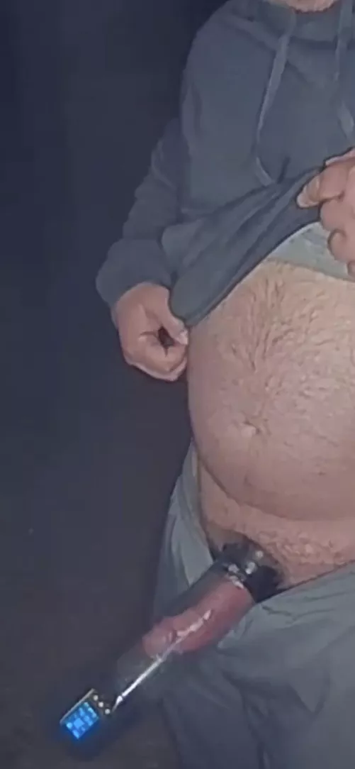 Pu(m)ping my cock in the back yard.