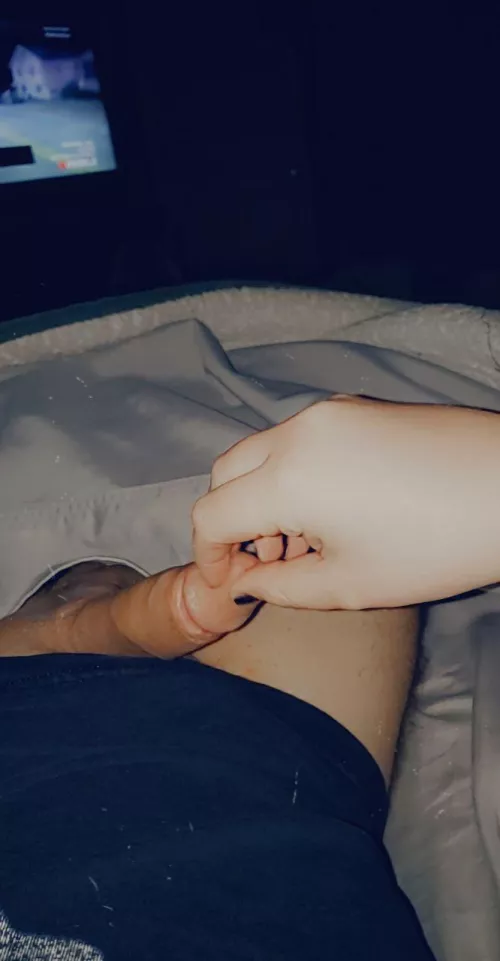 Teasing his cock! Come watch us play! 😈