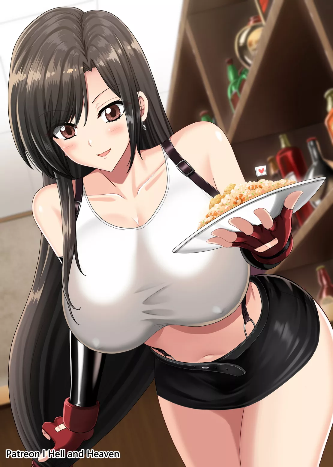 Tifa Lockhart serving a dish. (Hell and Heaven) [Final Fantasy VII]
