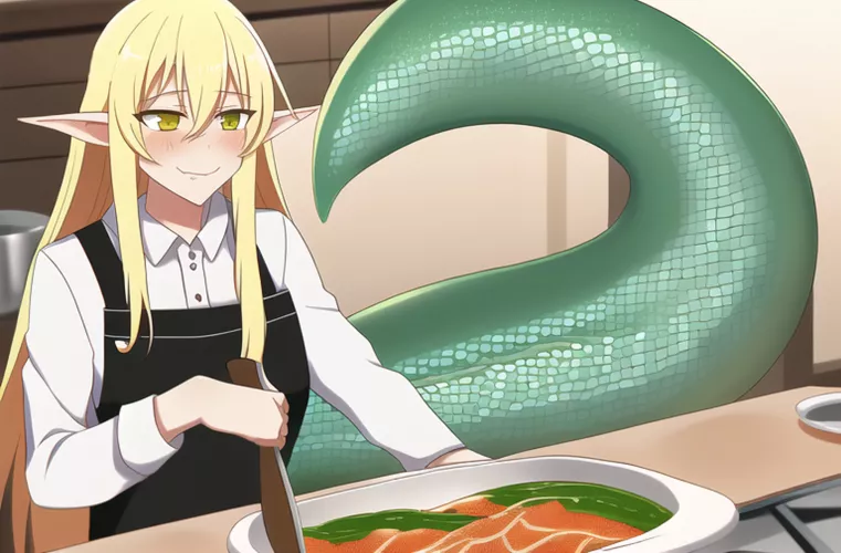 Would you let a snek Cook for you? [AI Art] [Novel AI]