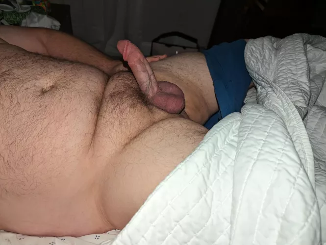 Cut cock ready to be gagged on