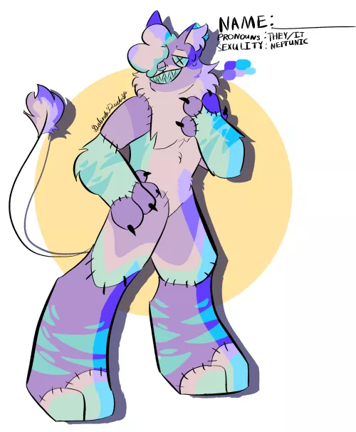 First post here! I was wondering what I should name a fursona I made for myself should be. They are a plush cat with button eyes!