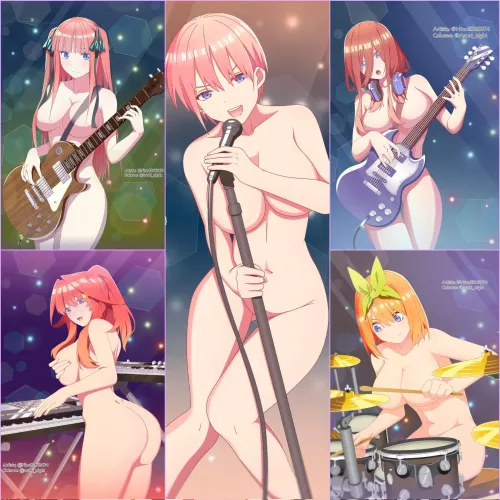 Nude Quintuplet band with Nino, Ichika, Miku, Itsuki and Yotsuba (Nino83663674, Color By Asobi_Night) [The Quintessential Quintuplets]