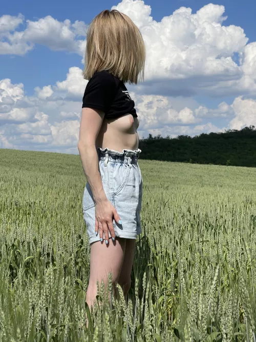 The pale body emphasizes all the individuality of my small breasts