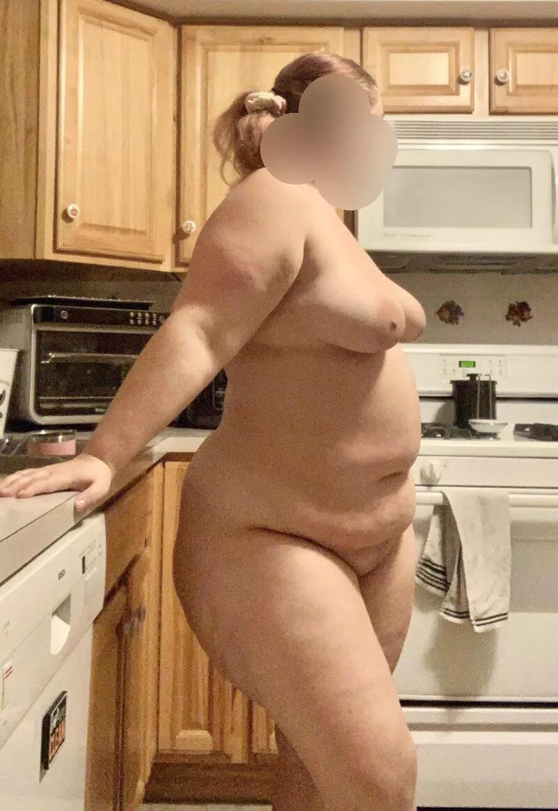 Working in the kitchen on a cold day.