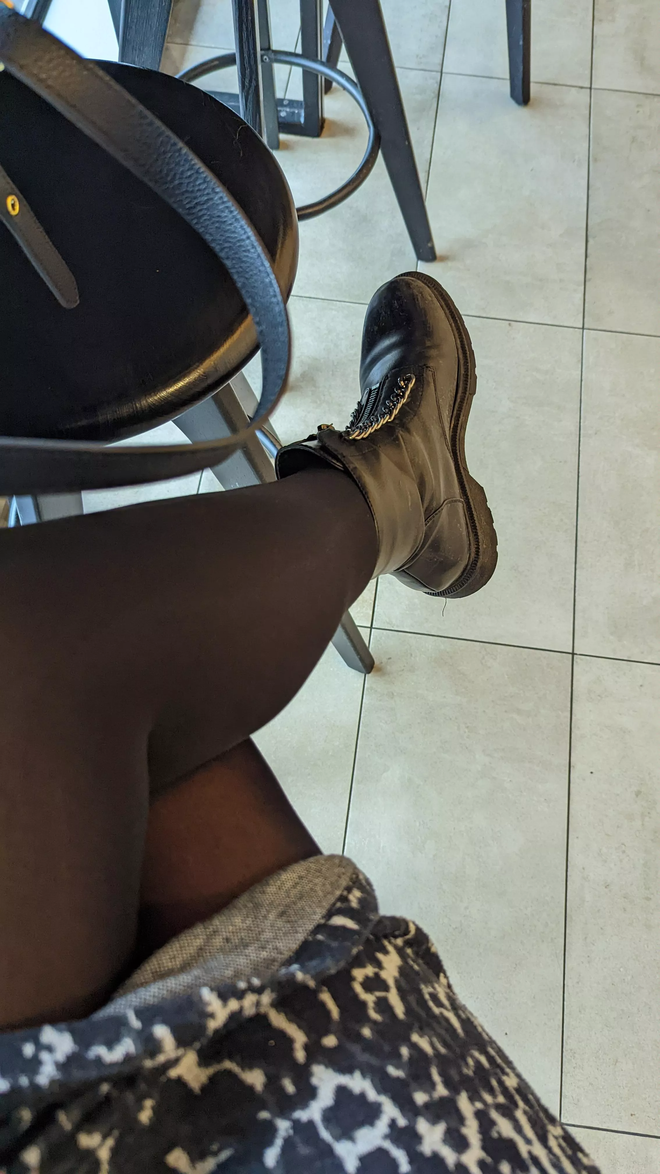 Black, thick hose and boots ❤️