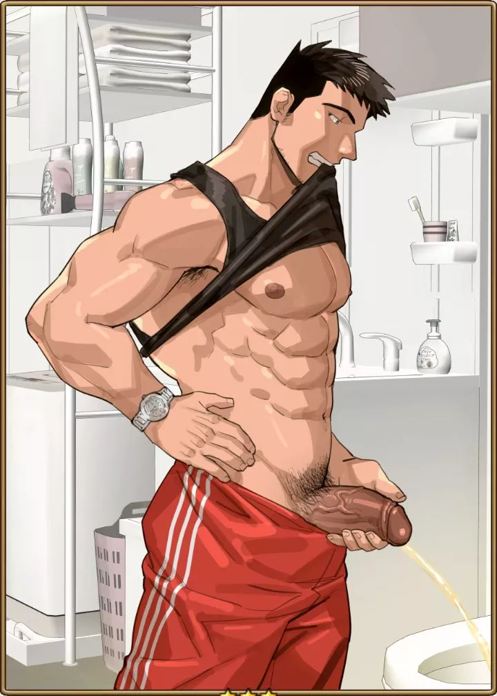 Daddy peed in my bathroom and saw his girthy cock 🤯