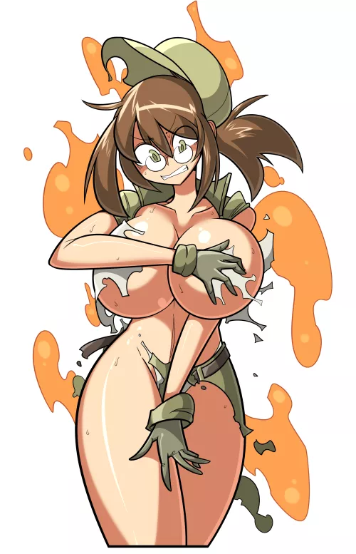 Fio Germi desperately trying to cover the goods! (Backsu) [Metal Slug]