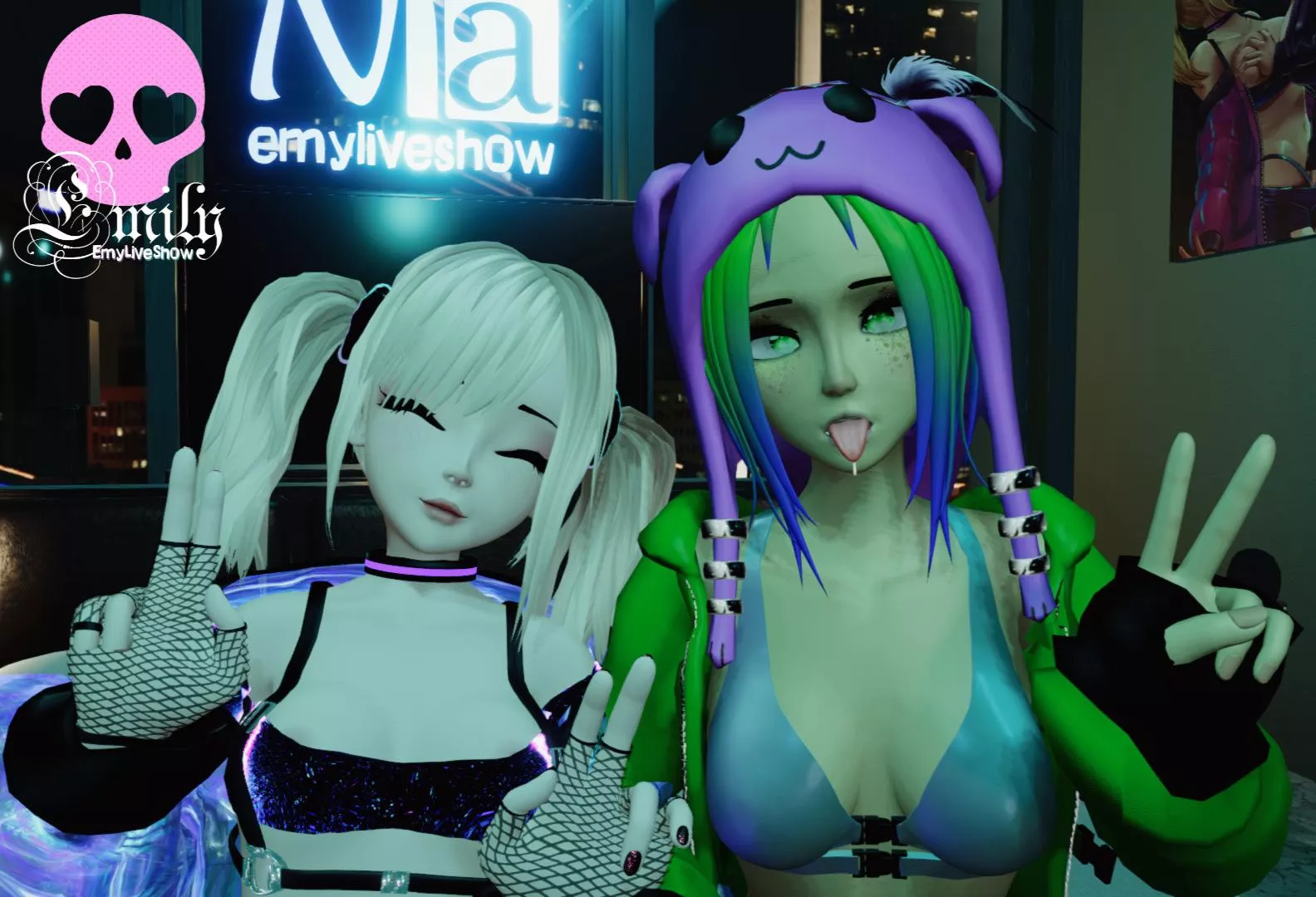 Hi there! Ur sweet girls already here waiting for your cutie ass 🥰😘 https://chaturbate.com/emyliveshow