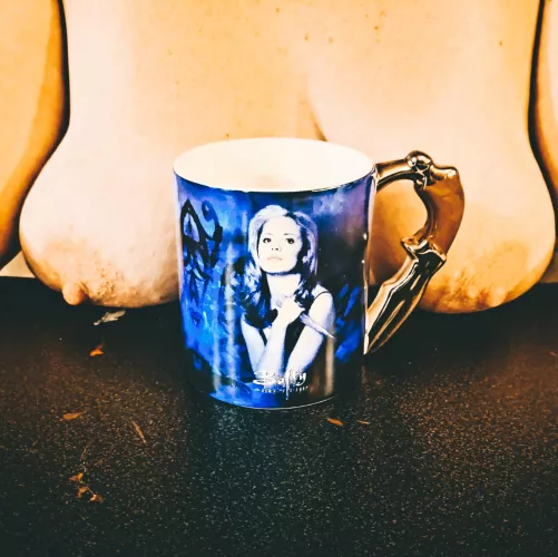 Mugs and Jugs. I literally have to plop them on the table so I can scoot up.