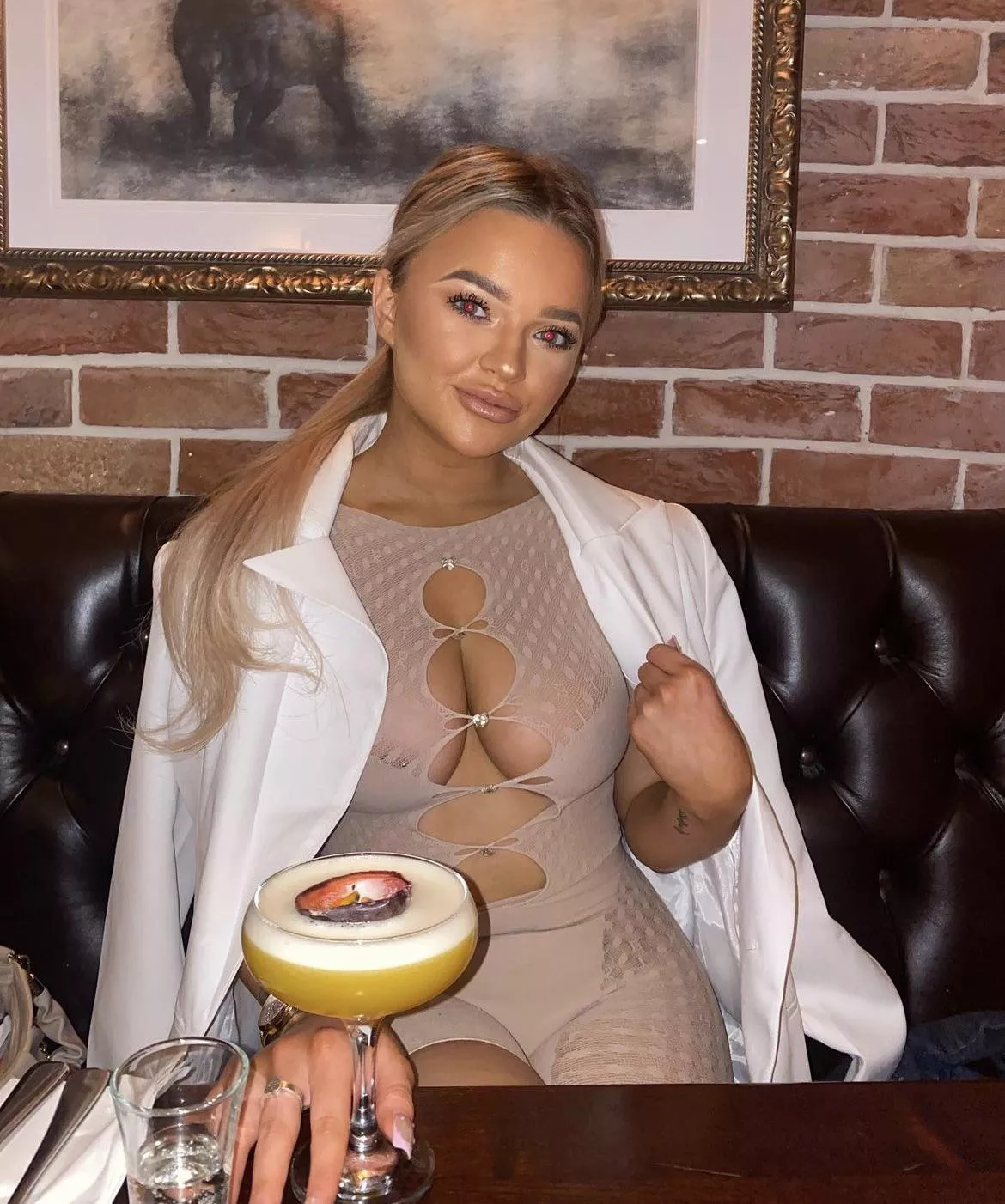 Nipple piercing on show when out!