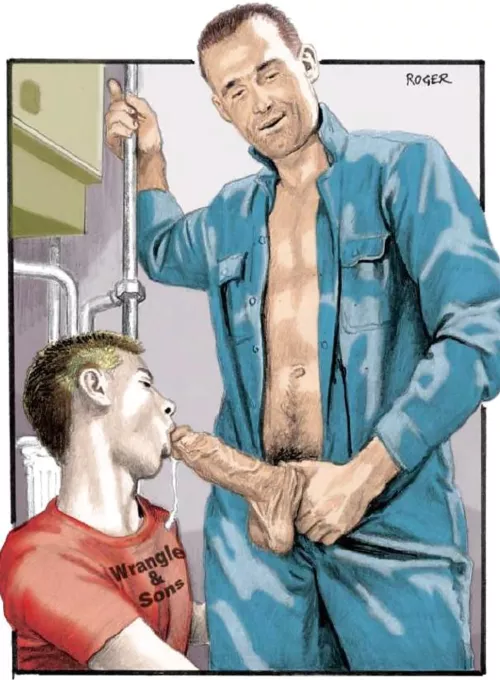 Roger Payne art (oil burner repairman)