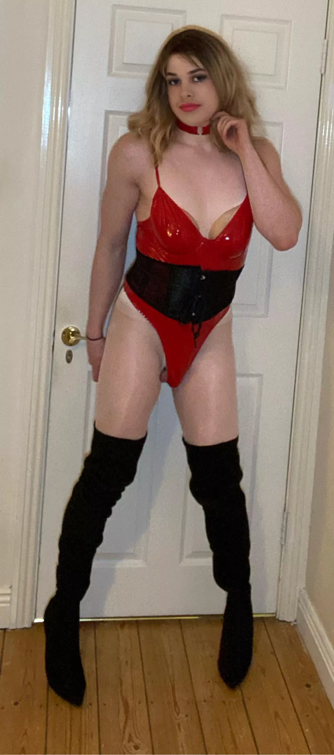 Waist clinched, clitty caged, body shaved, butt plugged. How would you humiliate me further?