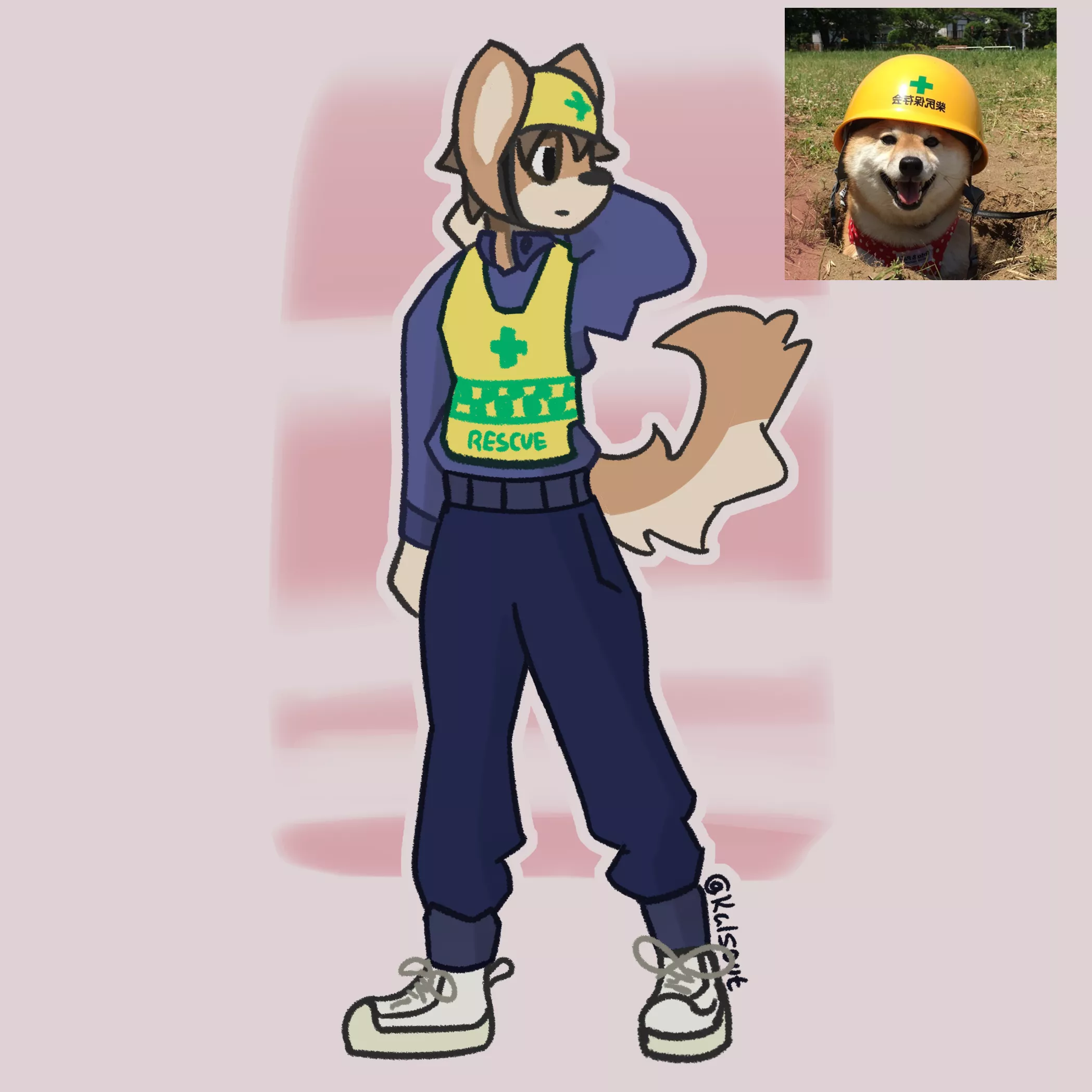 i turned safety shibe into an furry (against all his rage) (art by me)